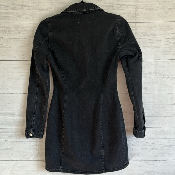 Zara Washed Denim Bottom Up Long Sleeve Mini Dress | SIZE S - Picture 3 of 7
